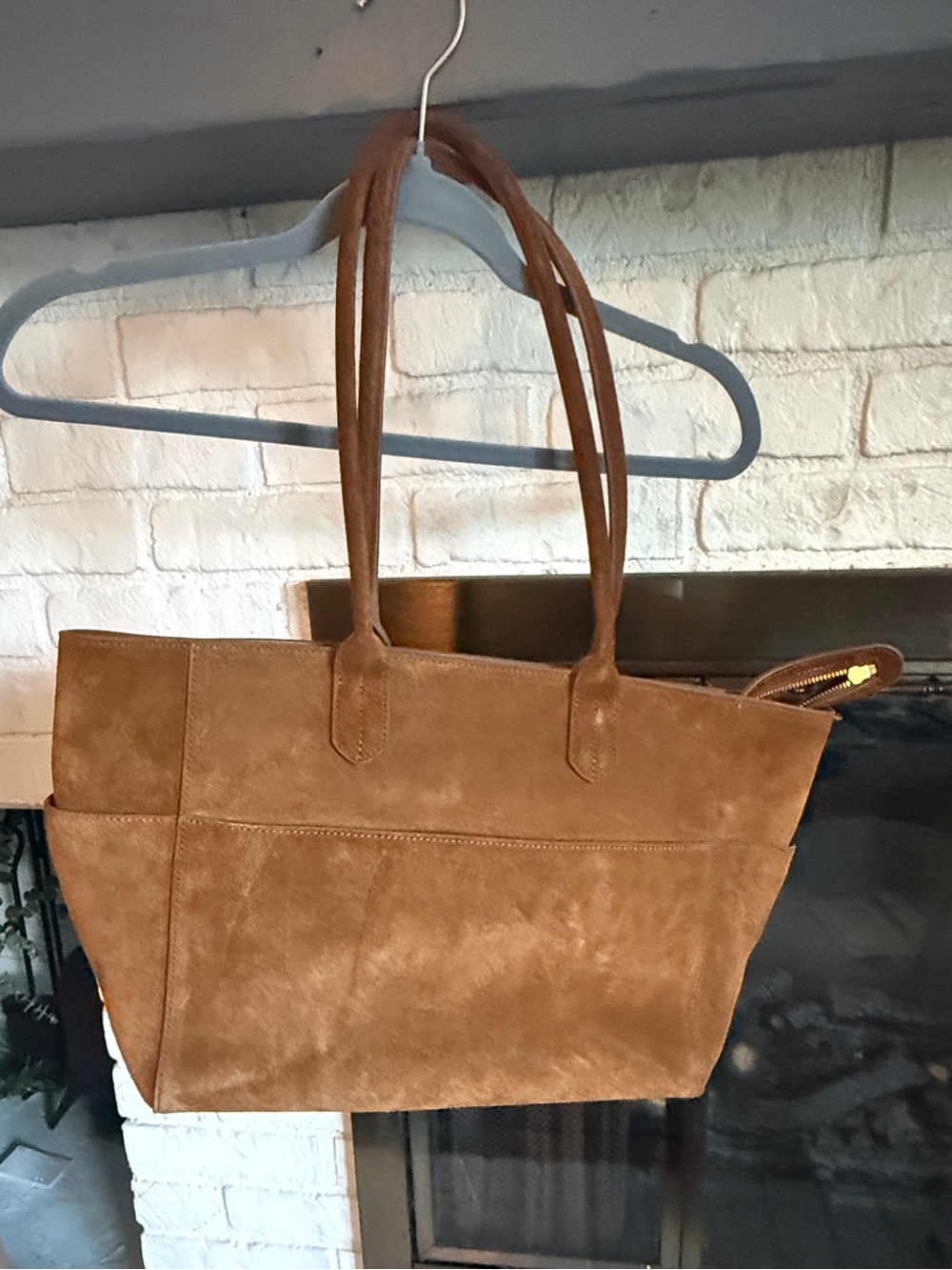 Quince Hudson Italian Suede Tote Whiskey Brown Leather Work Bag - Picture 2 of 12